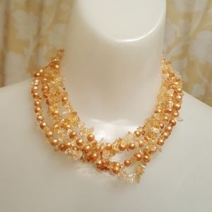 Sterling, amber & pearls